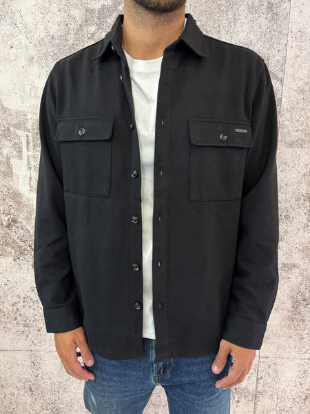 Giacca overshirt in panno nera