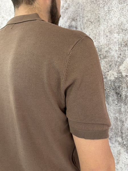 Polo in maglia m/m tabacco