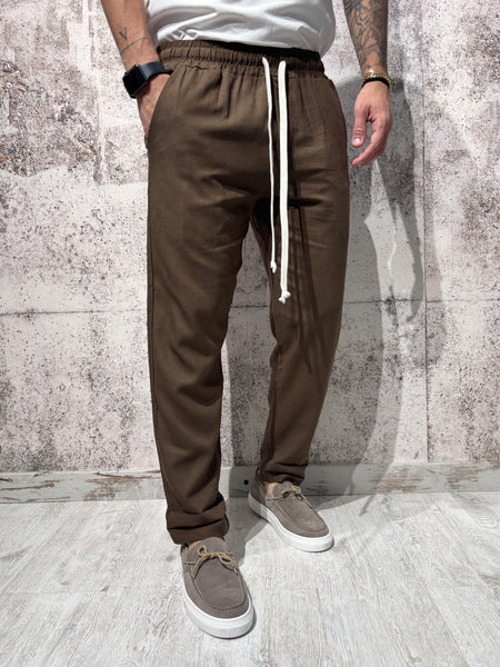 Pantalaccio cioccolato misto lino