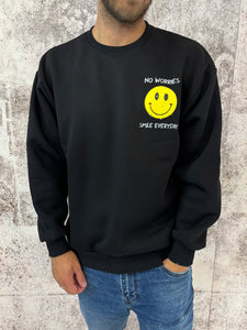 Felpa girocollo nera Smile