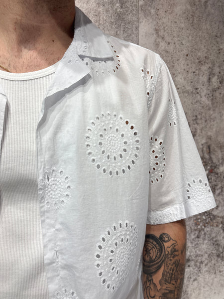 Camicia m/m bianca ricamata