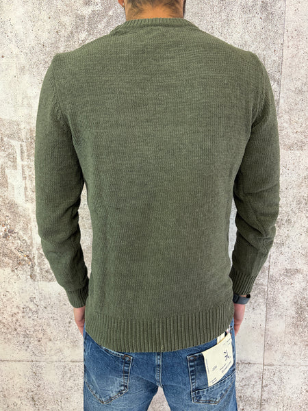Maglione ciniglia verde militare