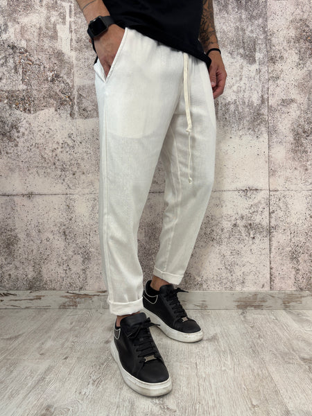 Pantalaccio misto lino crema