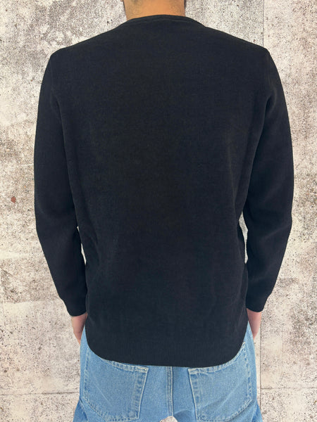 Maglione girocollo nero spugna