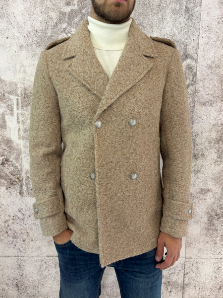 Cappotto peacot cammello