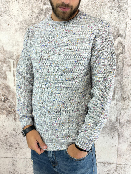 Maglione girocollo panna bottonato