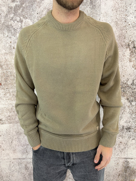 Maglione cammello con toppe in velluto