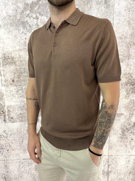 Polo in maglia m/m tabacco