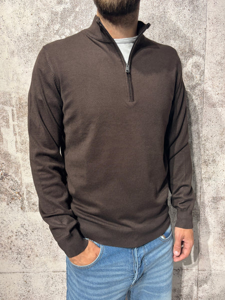 Maglioncino mezza zip coffee GL3513