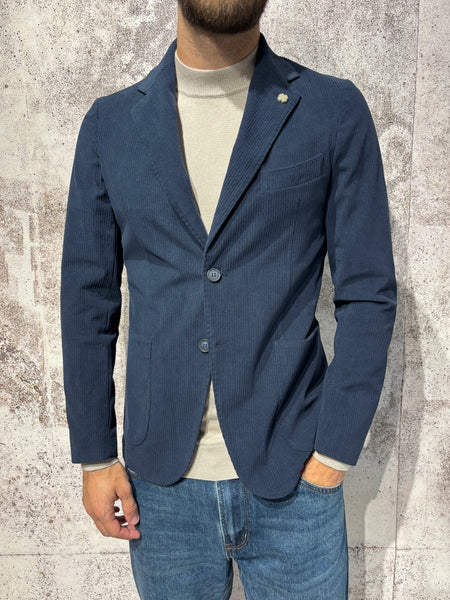 Giacca monopetto velluto blu