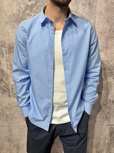 Camicia cotone righe bianche/azzurre