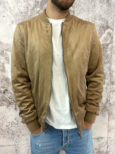 Bomber scamosciato beige