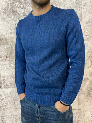 Maglione paricollo blu mélange m35