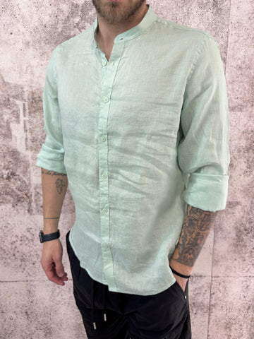 Camicia coreana lino menta