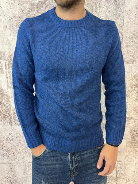 Maglione paricollo blu mélange m35
