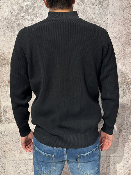 Maglione nero mezza zip costa inglese