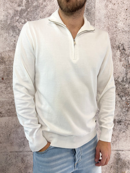 Maglione viscosa mezza zip panna