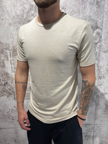 T-Shirt misto lino sabbia