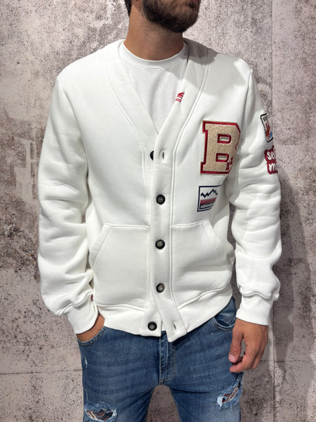 Cardigan in felpa bianco con patch