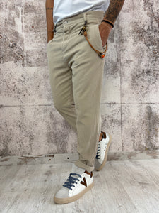 Pantalone beige velluto costine