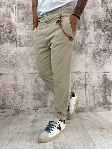 Pantalone beige velluto costine