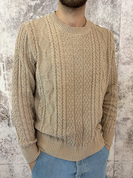 Maglione ciniglia trecce camel