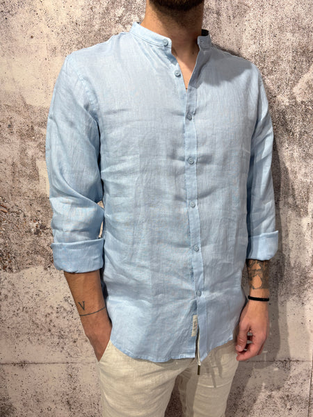 Korean light blue linen shirt