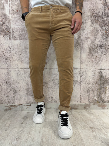 Pantalone chino velluto cammello