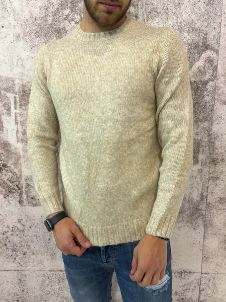 Maglione girocollo beige melange