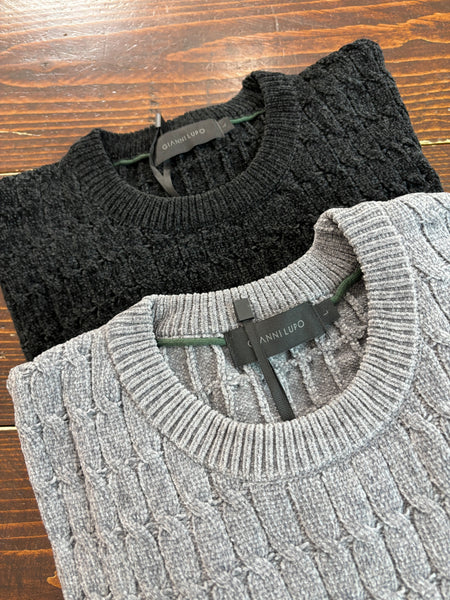 Maglione ciniglia trecce grigio