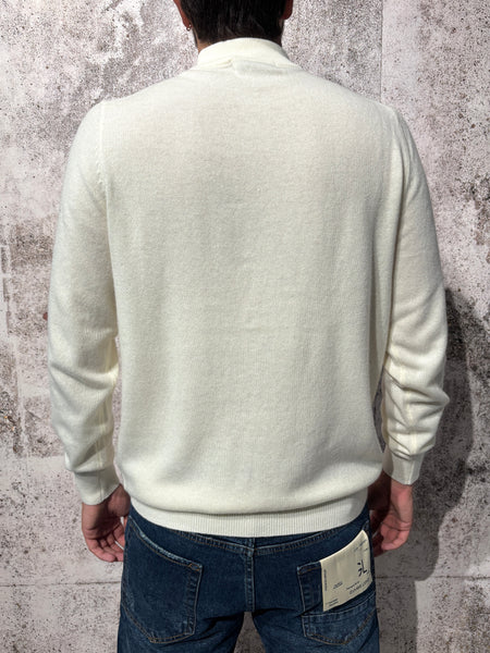 Maglione lupetto panna misto cashmere