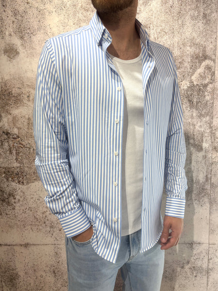 Camicia cotone righe bianche/azzurre
