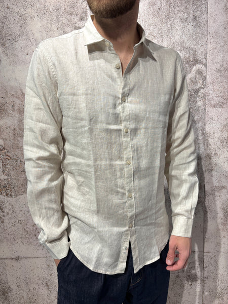 Sand linen French collar shirt
