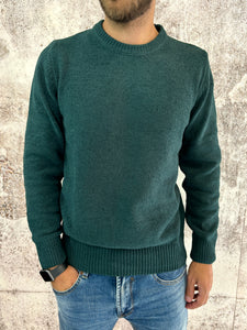 Maglione ciniglia girocollo verde bosco