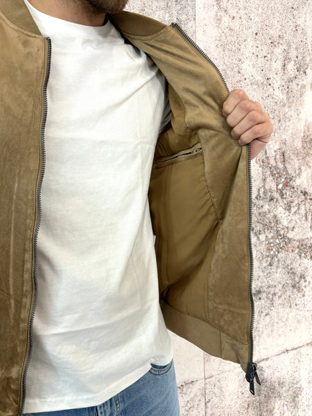 Bomber scamosciato beige