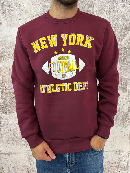 Felpa girocollo bordeaux New York