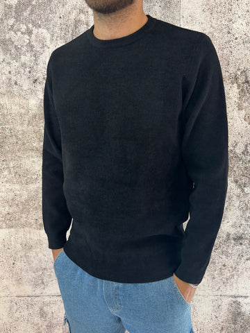 Maglione girocollo nero spugna
