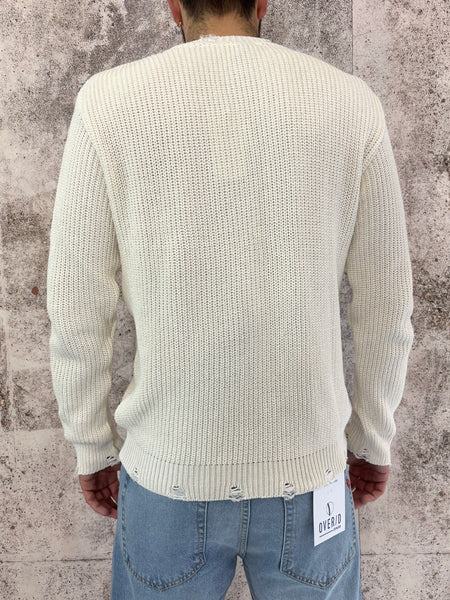 Cream sweater with rips