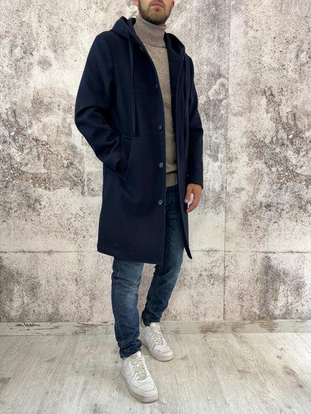 Cappotto blu modello Parka