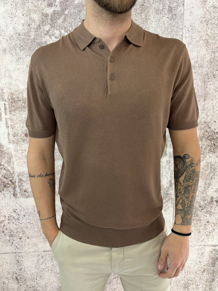 Polo in maglia m/m tabacco