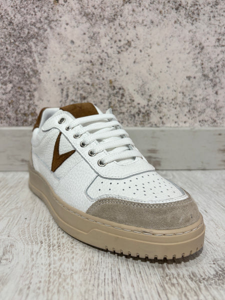 Sneakers College bianca/tabacco