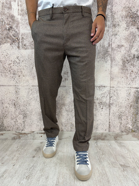 Pantalone beige pied de poule