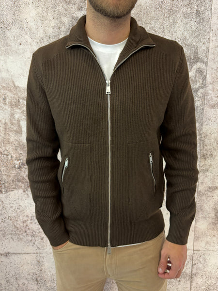 Maglione full zip coffee