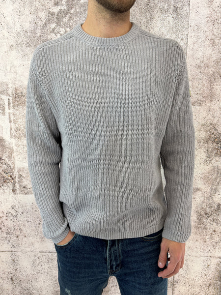 Maglione costine grigio con toppe