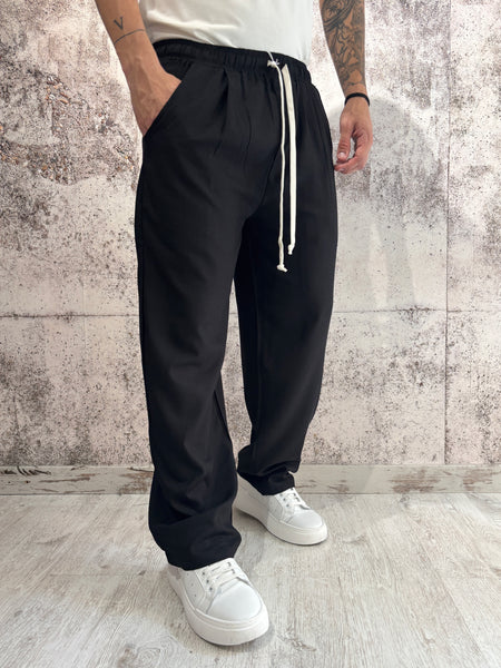 Pantalaccio palazzo nero misto lino