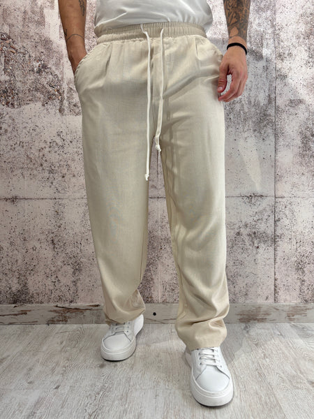 Pantalaccio palazzo sabbia misto lino