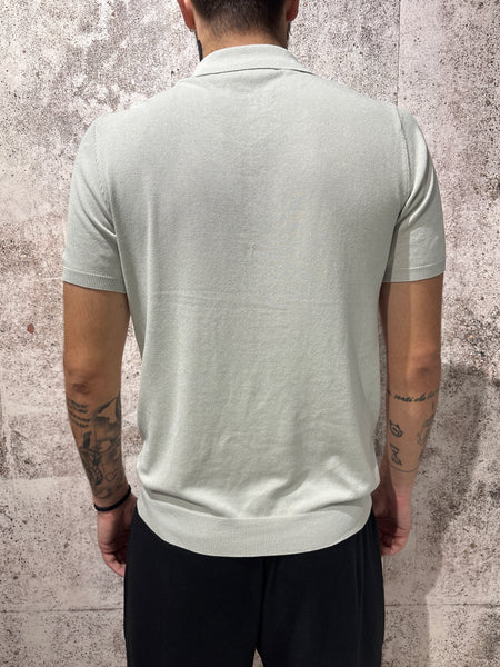 Polo in maglia zip perla