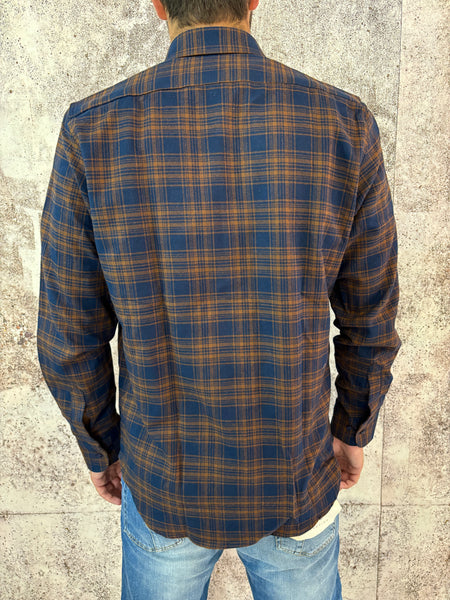 Camicia flanella scozzese blu/marrone