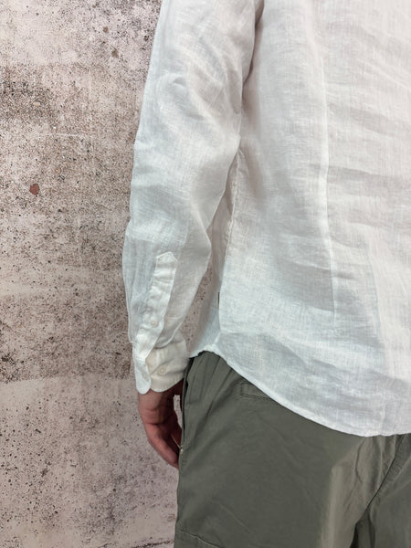 Camicia lino bianca collo francese