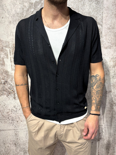 Camicia in maglia m/m lavorata nera